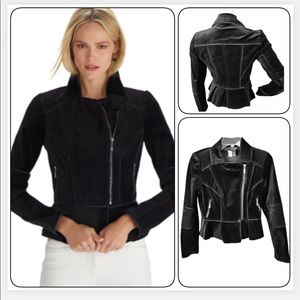 WHBM BLACK VELVET MOTO JACKET SIZE 12